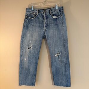 Vince Cropped Distressed Button Fly 100% Cotton Jeans 31